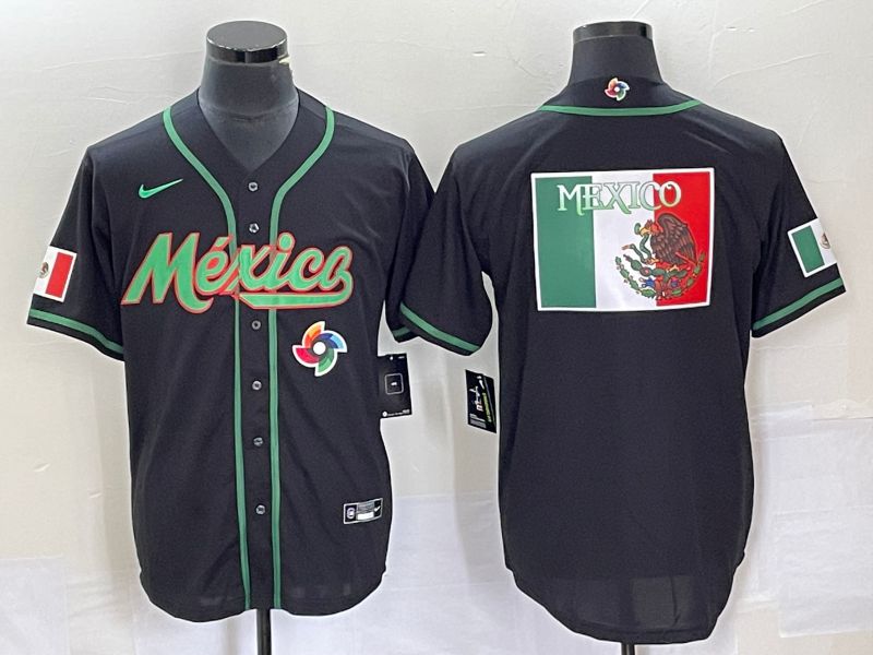 Men 2023 World Cub Mexico Blank Black Nike MLB Jersey5